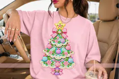Pastel Floral Christmas Tree PNG with Faux Lace Effect Product Image 4