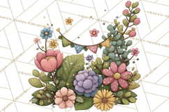 Pastel Nursery Clipart PNG, Watercolor Floral Baby Decor Product Image 2