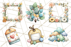 Pastel Nursery Clipart PNG, Watercolor Floral Baby Decor Product Image 7