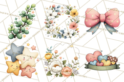 Pastel Nursery Clipart PNG, Watercolor Floral Baby Decor Product Image 8
