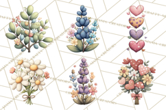 Pastel Nursery Clipart PNG, Watercolor Floral Baby Decor Product Image 9