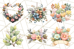 Pastel Nursery Clipart PNG, Watercolor Floral Baby Decor Product Image 4