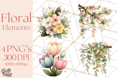 Pastel Nursery Clipart PNG, Watercolor Floral Baby Decor Product Image 1