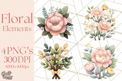 Pastel Nursery Clipart PNG, Watercolor Floral Baby Decor Product Image 1
