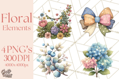 Pastel Nursery Clipart PNG, Watercolor Floral Baby Decor Product Image 1