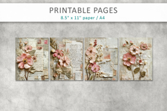 Vintage Floral Junk Journal Pages, shabby chic papers Product Image 2