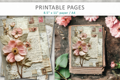 Vintage Floral Junk Journal Pages, shabby chic papers Product Image 3