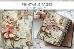 Vintage Floral Junk Journal Pages, shabby chic papers Product Image 4