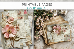 Vintage Floral Junk Journal Pages, shabby chic papers Product Image 5
