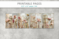 Vintage Floral Junk Journal Pages, floral collage paper Product Image 2