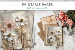Floral Junk Journal Page, paper craft Product Image 6