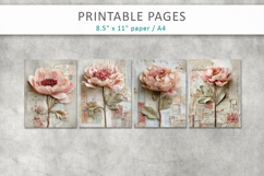 Floral Junk Journal Page, floral scrapbook Product Image 2