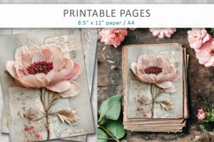 Floral Junk Journal Page, floral scrapbook Product Image 3