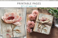 Floral Junk Journal Page, floral scrapbook Product Image 4