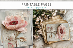 Floral Junk Journal Page, floral scrapbook Product Image 6