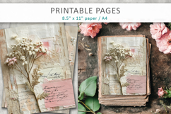 Floral Junk Journal Page, vintage craft paper Product Image 3