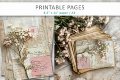 Floral Junk Journal Page, vintage craft paper Product Image 1