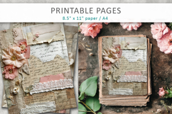 Floral Junk Journal Page, handwritten script paper Product Image 3