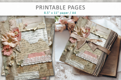 Floral Junk Journal Page, handwritten script paper Product Image 1