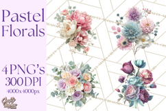 Soft Pastel Spring Floral Clipart, Pink Roses Tulips Png Product Image 1