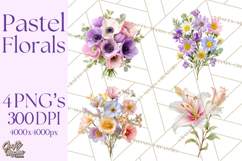 Soft Pastel Spring Floral Clipart, Pink Roses Tulips Png Product Image 1