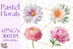 Soft Pastel Spring Floral Clipart, Pink Roses Tulips Png Product Image 1