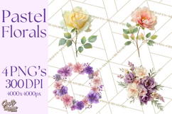 Soft Pastel Spring Floral Clipart, Pink Roses Tulips Png Product Image 1