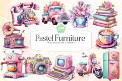 Pastel Furniture Bundle Watercolor Sublimation Product Image 1