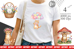 Pastel Garden Cat Sublimation Product Image 1
