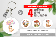 Pastel Garden Cat Celebration Keychain Product Image 1