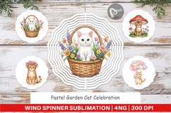 Pastel Garden Cat Wind Spinner Product Image 1