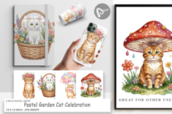 Pastel Garden Cat Digital Paper Product Image 1