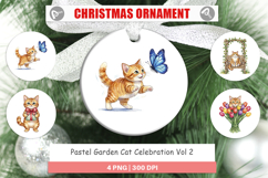 Pastel Garden Cat Celebration Ornament Product Image 1