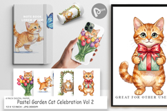Pastel Garden Cat Digital Paper Product Image 1