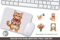 Pastel Garden Cat Celebration Mouse Pad Product Image 1