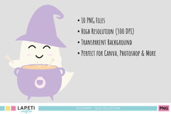 Pastel ghost illustration bundle for Halloween scrapbooking