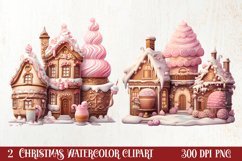 Pastel Gingerbread House Clipart Sublimation, Christmas PNG Product Image 1
