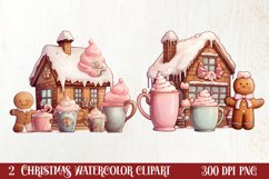 Pastel Gingerbread House Clipart Sublimation, Christmas PNG Product Image 1