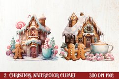 Pastel Gingerbread House Clipart Sublimation, Christmas PNG Product Image 1