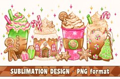 Pastel Gingerbread Christmas Latte Coffee Sublimation Design Product Image 1