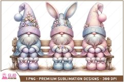 Easter Bunny Gnomes floral png, Easter Gnome bunny pngs Product Image 1