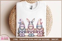 Easter Bunny Gnomes floral png, Easter Gnome bunny pngs Product Image 2