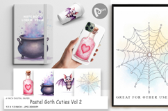 Digital Paper Watercolor Pastel Goth Cuties Product Image 1