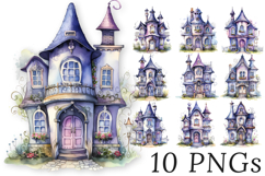 Pastel Goth Haunted Houses HALLOWEEN Clipart Bundle- 10 PNGs Product Image 1