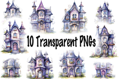Pastel Goth Haunted Houses HALLOWEEN Clipart Bundle- 10 PNGs Product Image 10