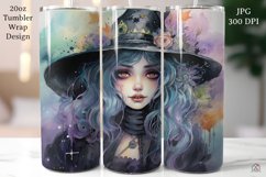 Pastel Halloween 20oz Tumbler Wrap Witch Sublimation Design Product Image 1