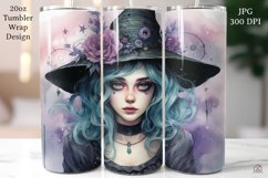Pastel Halloween 20oz Tumbler Wrap Witch Sublimation Design Product Image 1