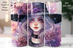 Pastel Halloween 20oz Tumbler Wrap Witch Sublimation Design Product Image 1