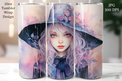 Pastel Halloween 20oz Tumbler Wrap Witch Sublimation Design Product Image 1