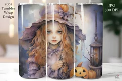 Pastel Halloween 20oz Tumbler Wrap Girl Sublimation Design Product Image 2